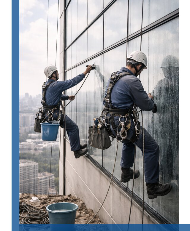 Профессиональная мойка фасадных окон альпинистами в Таре