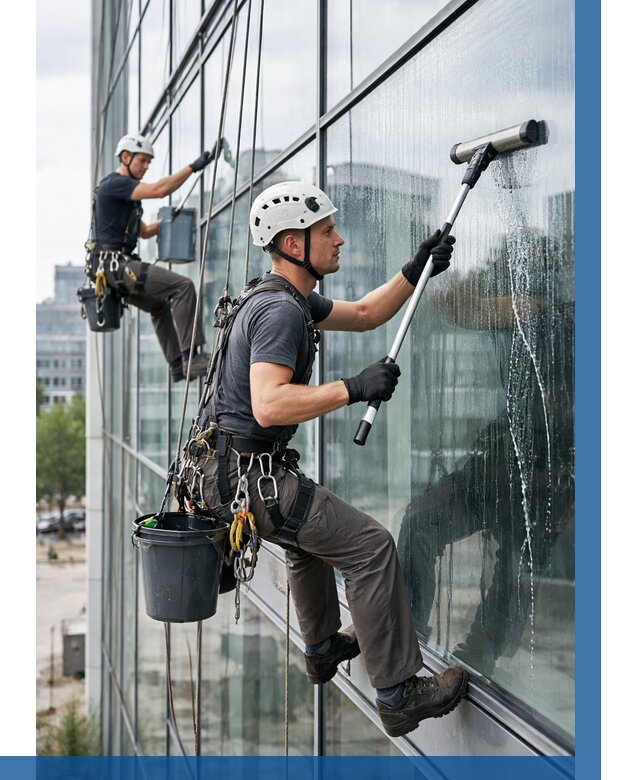 Мойка витражей альпинистами в Таре от 720 р. под ключ|ВЫСОТНИК-Тар