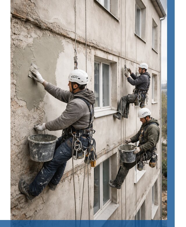 Ремонт штукатурного фасада в Таре от 772 р. под ключ | ВЫСОТНИК-Тар