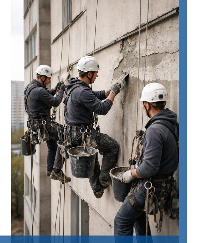 Ремонт бетонных элементов фасада в Таре от 2572 р. | ВЫСОТНИК-Тар