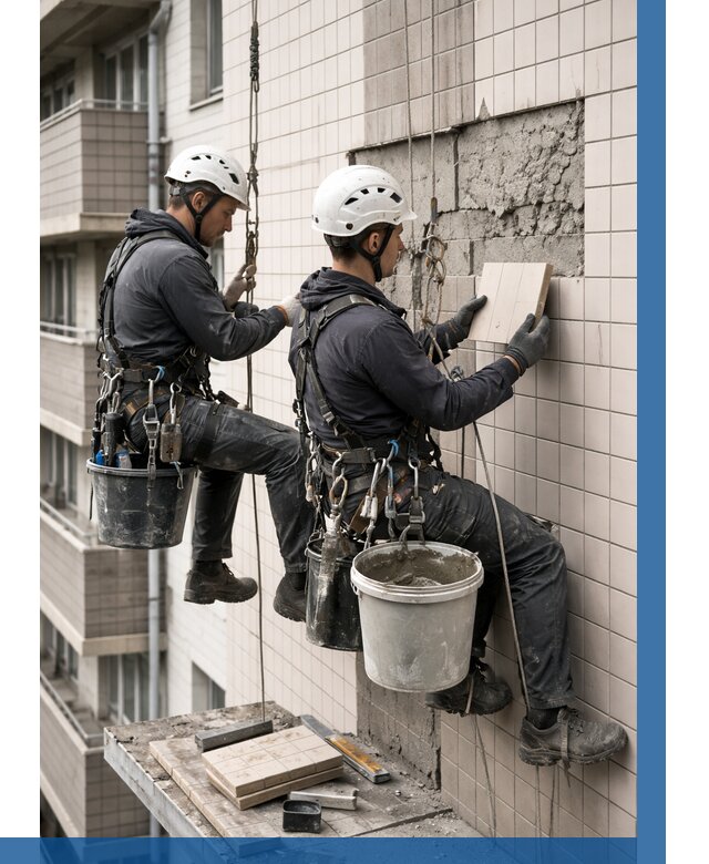 Ремонт облицовки фасада плиткой в Таре от 1852 р. | ВЫСОТНИК-Тар