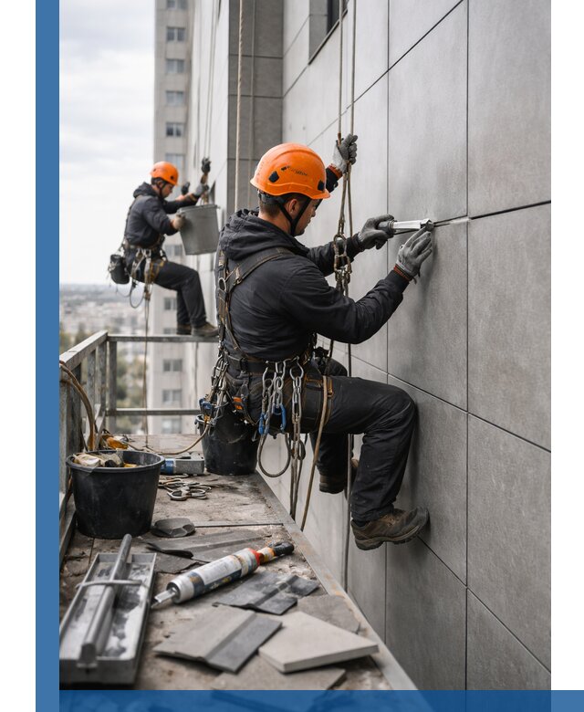 Профессиональный ремонт фасада из керамогранита в Таре