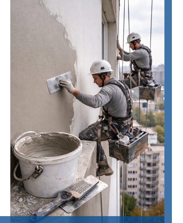 Шпаклевка фасада на высоте в Таре от 720 р. | ВЫСОТНИК-Тар