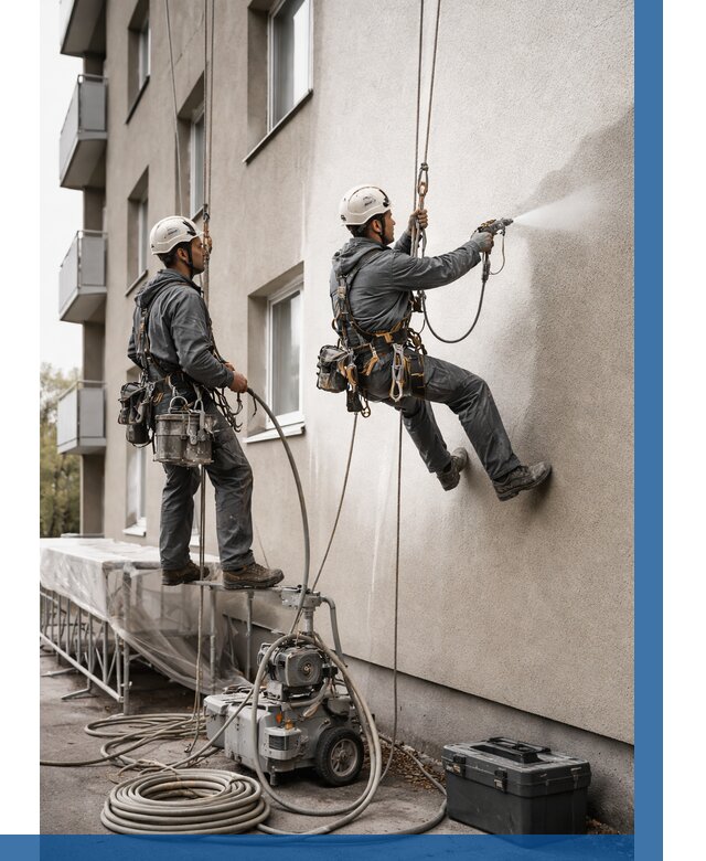 Безвоздушная покраска фасада в Таре от 226 р/м² | ВЫСОТНИК-Тар