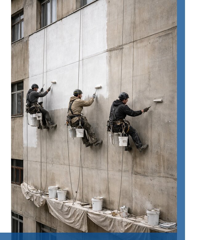 Покраска бетонного фасада в Таре от 360 р за м2 | ВЫСОТНИК-Тар