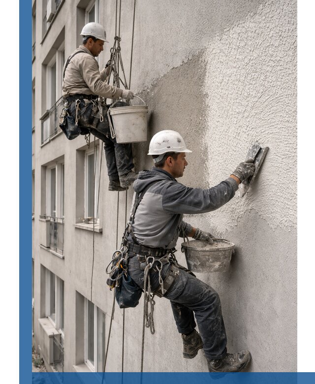 Нанесение декоративной штукатурки короед на фасад в Таре