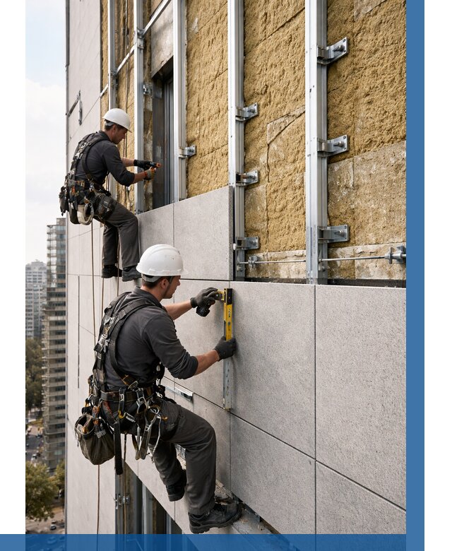 Монтаж вентилируемого фасада в Таре от 3601 р. | ВЫСОТНИК-Тар