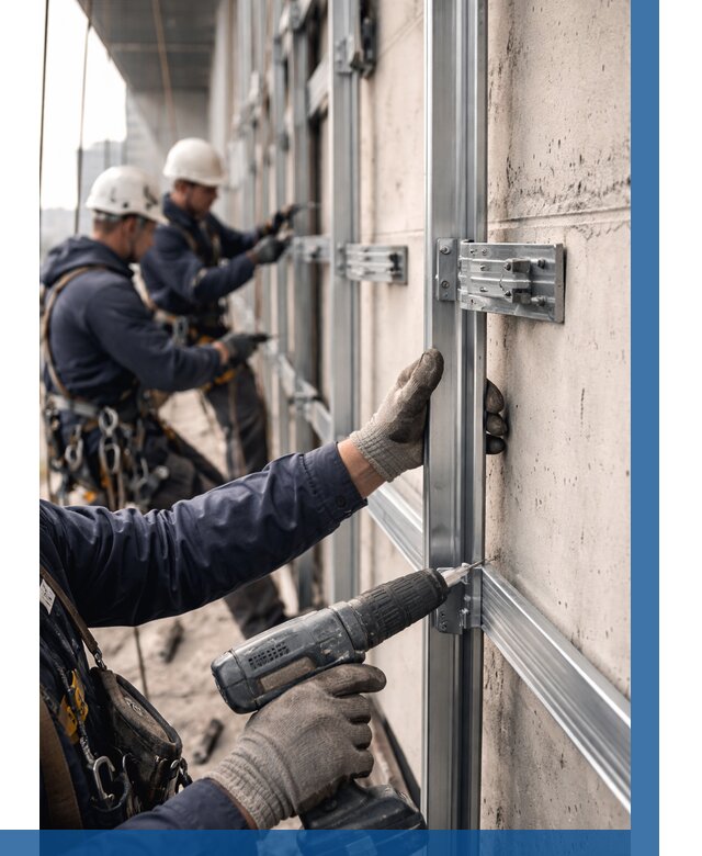 Монтаж подсистемы вентфасада в Таре от 874 р. | ВЫСОТНИК-Тар