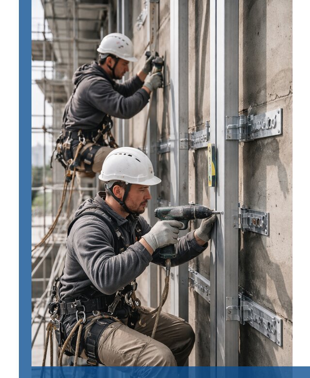 Монтаж и крепление подсистемы вентфасада в Таре