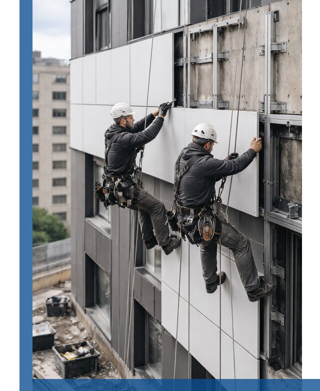 Монтаж композитных панелей фасада в Таре под ключ