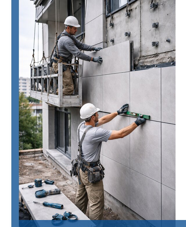 Монтаж керамогранита на фасад в Таре под ключ с гарантией качества