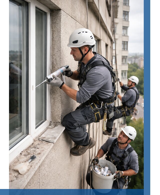 Герметизация оконных швов снаружи в Таре от 1543 р. | ВЫСОТНИК-Тар