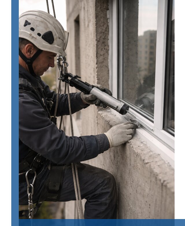 Герметизация оконных швов снаружи в Таре профессионально