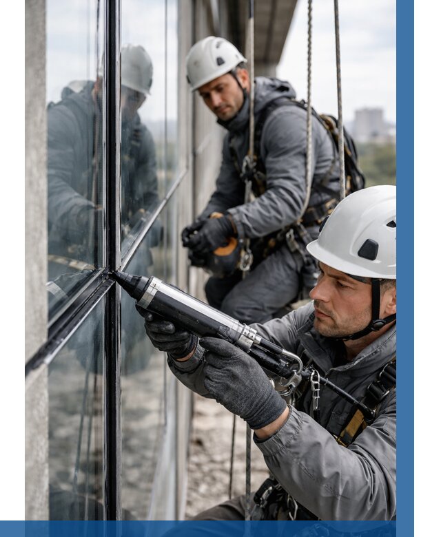 Герметизация витражных швов в Таре от 669 р. | ВЫСОТНИК-Тар