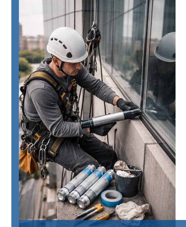 Герметизация стыков витража в Таре для герметичных фасадов
