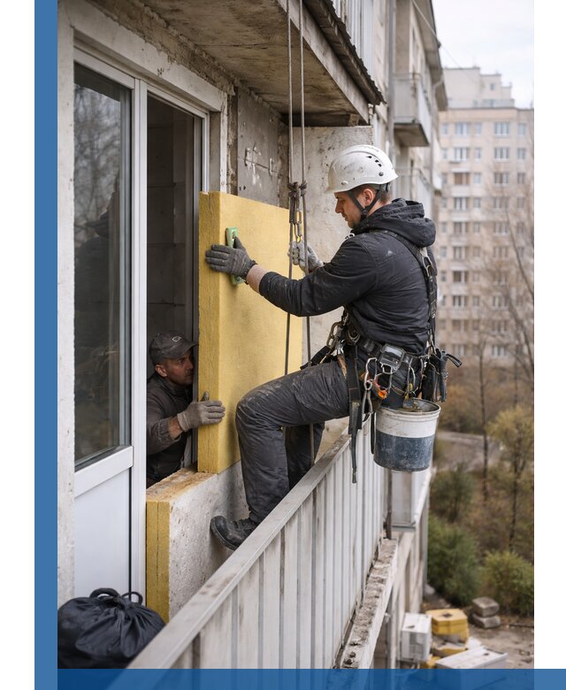 Профессиональное утепление балкона снаружи в Таре под ключ