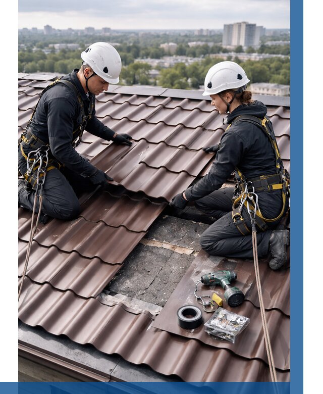 Ремонт металлочерепицы на крыше в Таре от 926 р. | ВЫСОТНИК-Тар