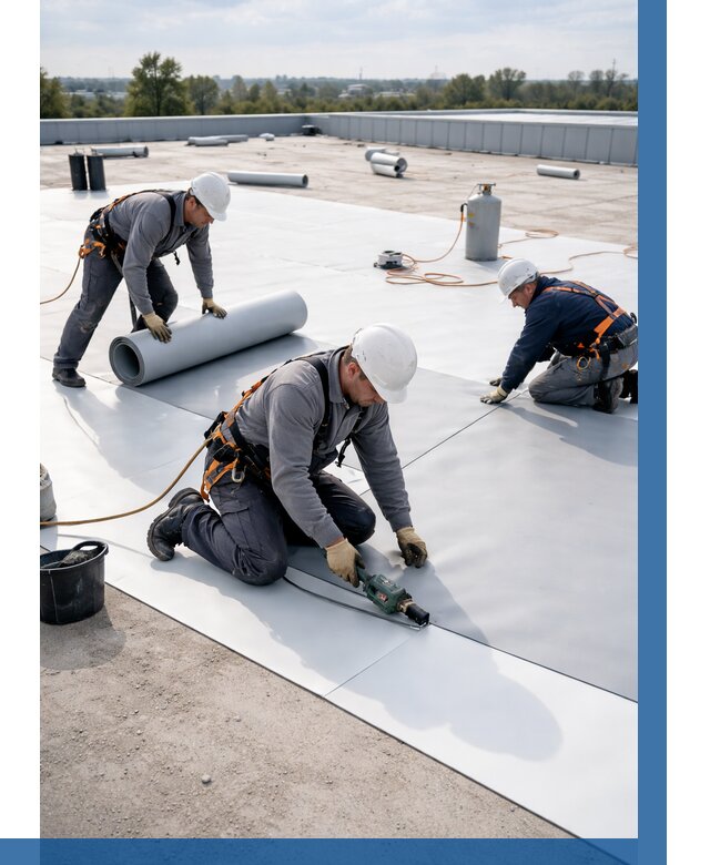 Монтаж мембранной кровли под ключ в Таре от 1235 р. | ВЫСОТНИК-Тар