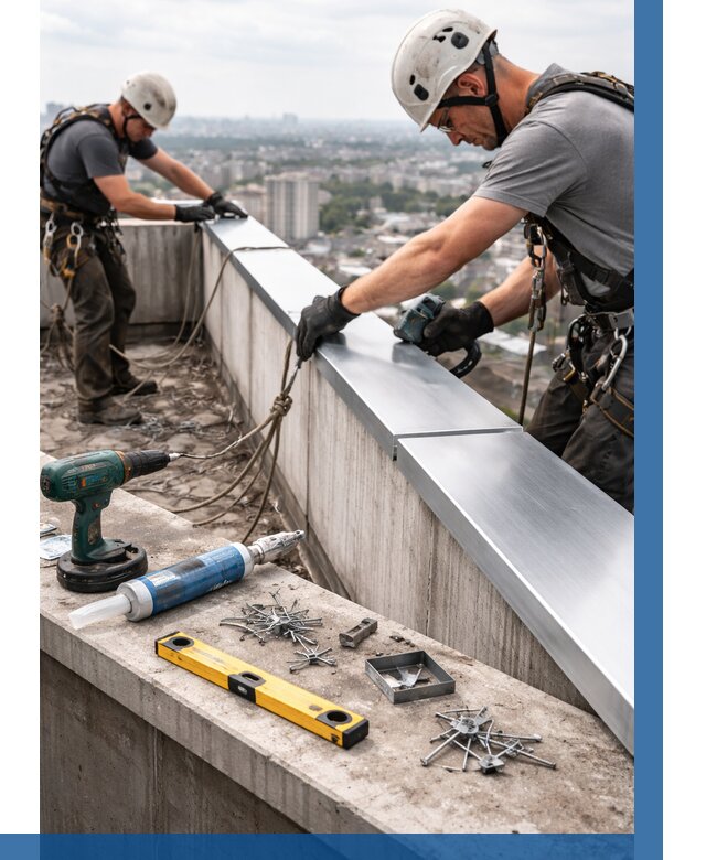 Монтаж парапетных крышек в Таре от 823 р. | ВЫСОТНИК-Тар