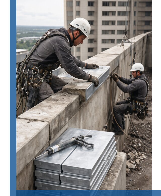 Замена парапетных крышек и установка новых в Таре