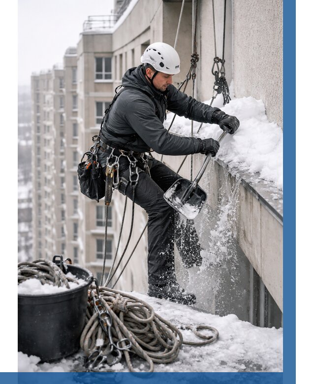 Очистка карнизов от снега в Таре от 309 р. | ВЫСОТНИК-Тар