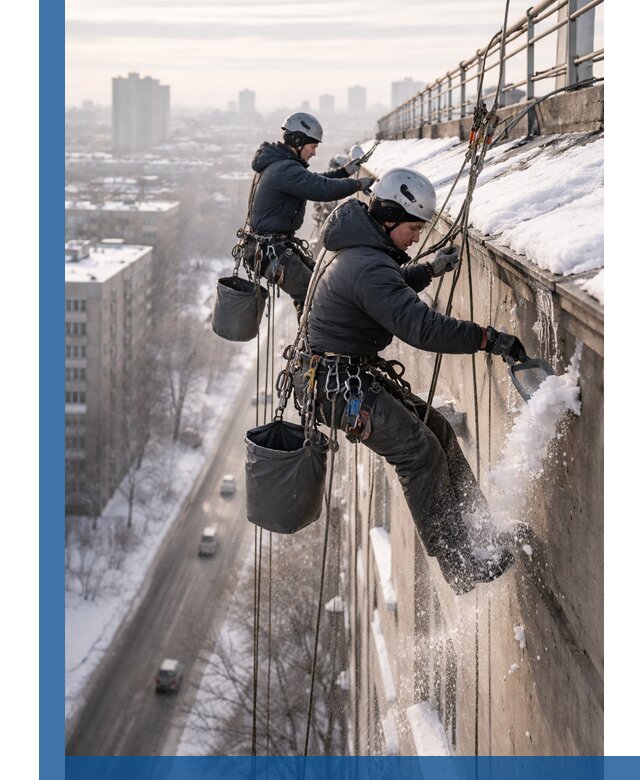 Очистка карнизов от снега в Таре профессионально и безопасно