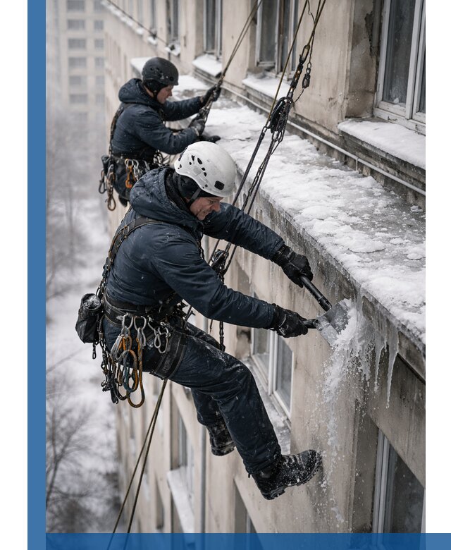 Удаление наледи и сосулек с карнизов в Таре профессионально