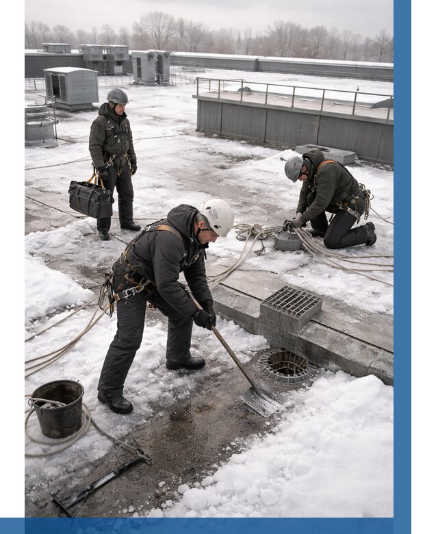 Абонентское обслуживание кровли зимой в Таре от 8230 р. | ВЫСОТНИК-Тар