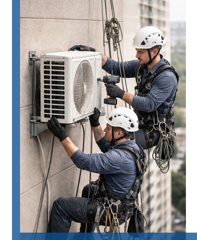 Монтаж внешнего блока кондиционера в Таре установка и крепление