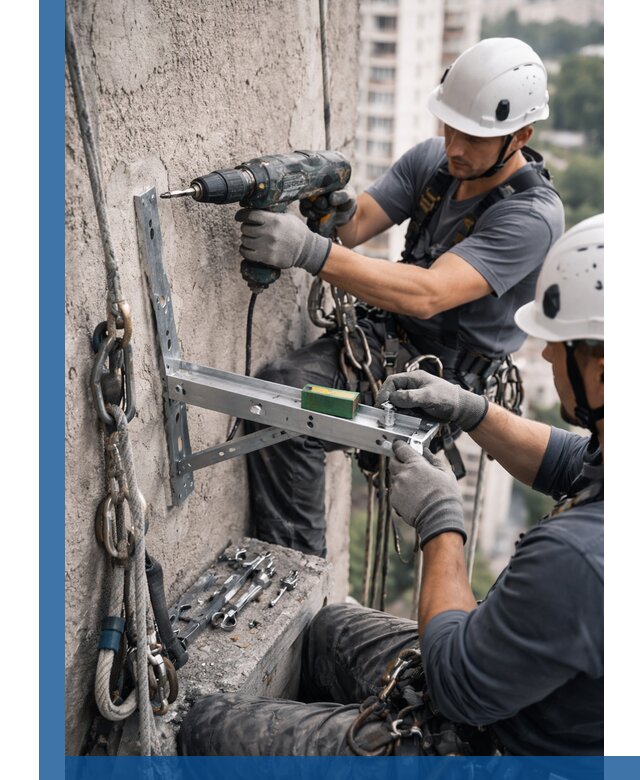 Установка кронштейнов кондиционера и крепежа в Таре