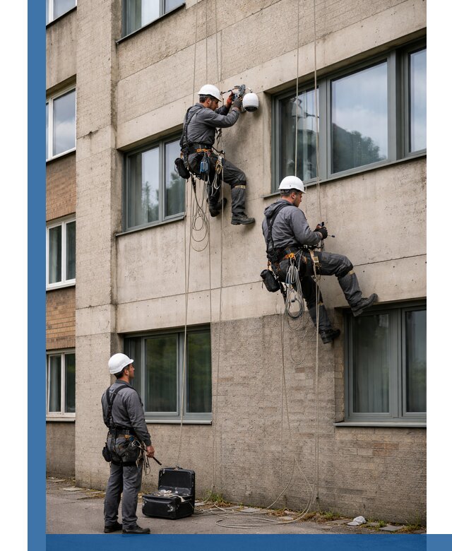 Монтаж фасадных камер видеонаблюдения в Таре под ключ