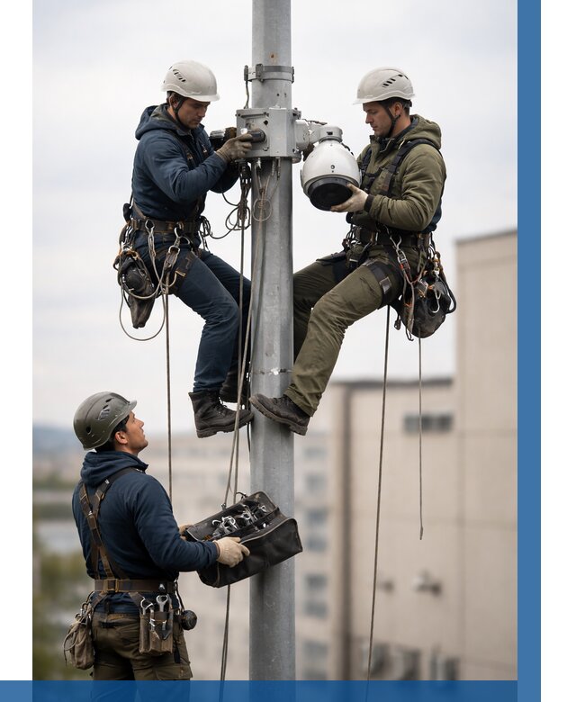 Установка видеокамер на мачте в Таре от 8745 р. | ВЫСОТНИК-Тар