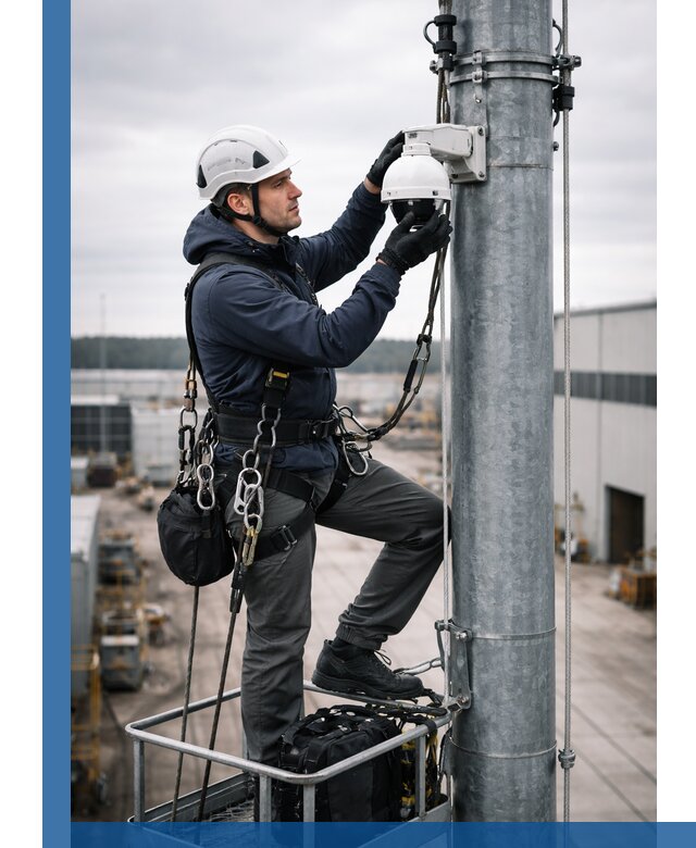 Профессиональная установка видеокамер на мачте в Таре