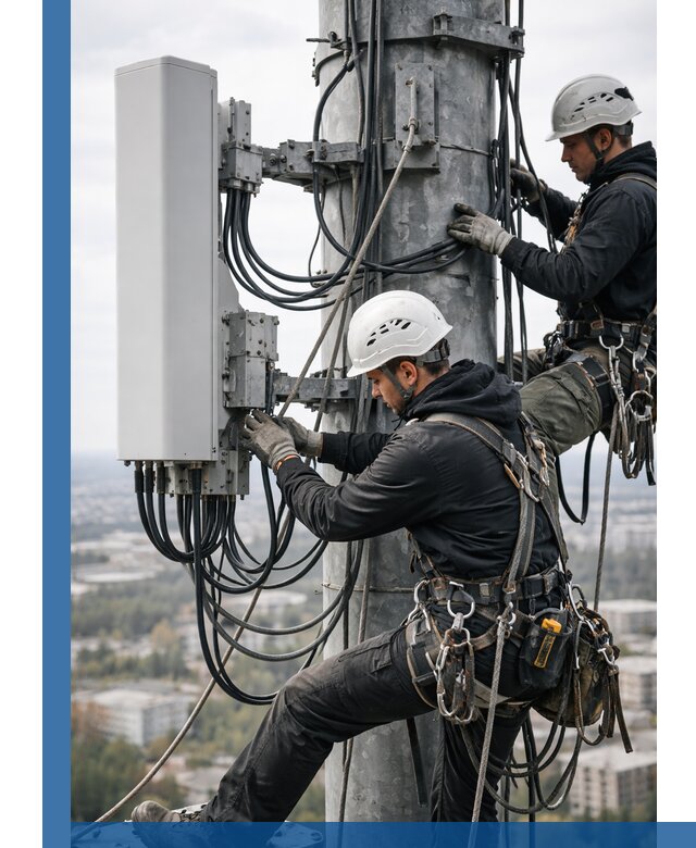 Монтаж оборудования связи на мачте в Таре с пусконаладкой