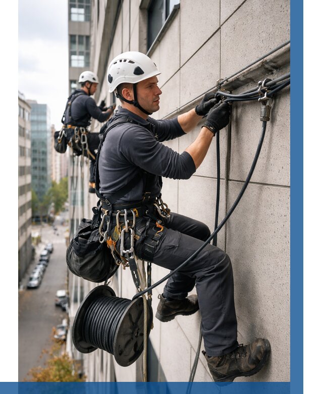 Прокладка кабеля по фасаду в Таре от 360 р. | ВЫСОТНИК-Тар