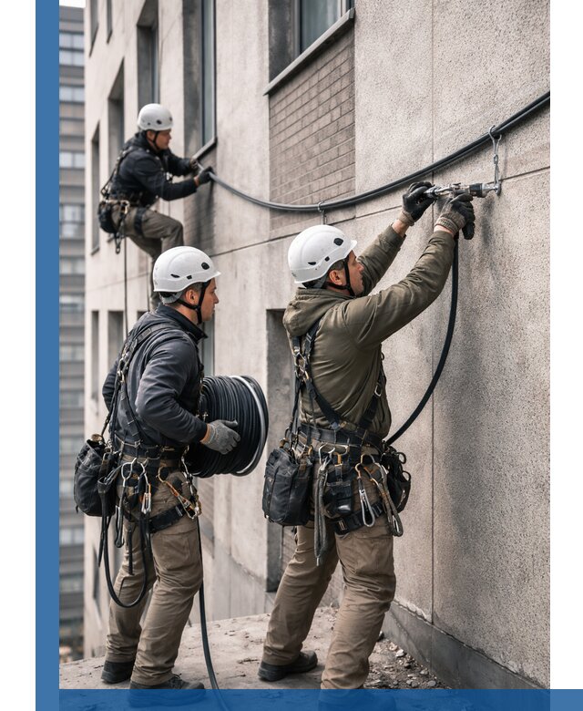 Прокладка кабеля по фасаду в Таре, профессиональный монтаж