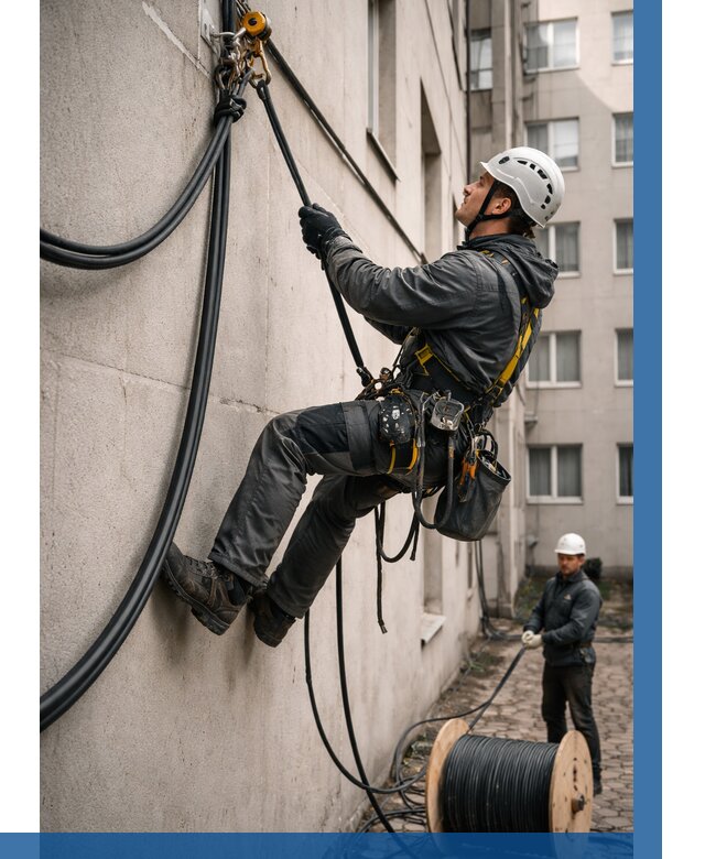 Протяжка кабеля питания на высоте в Таре от 463 р. | ВЫСОТНИК-Тар