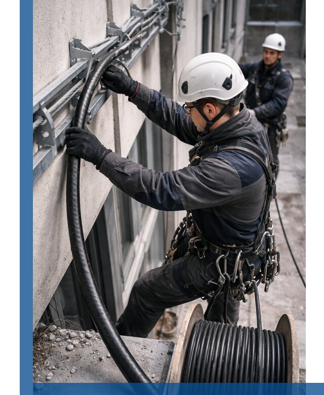 Протяжка кабеля питания на высоте в Таре с гарантией безопасности и качества