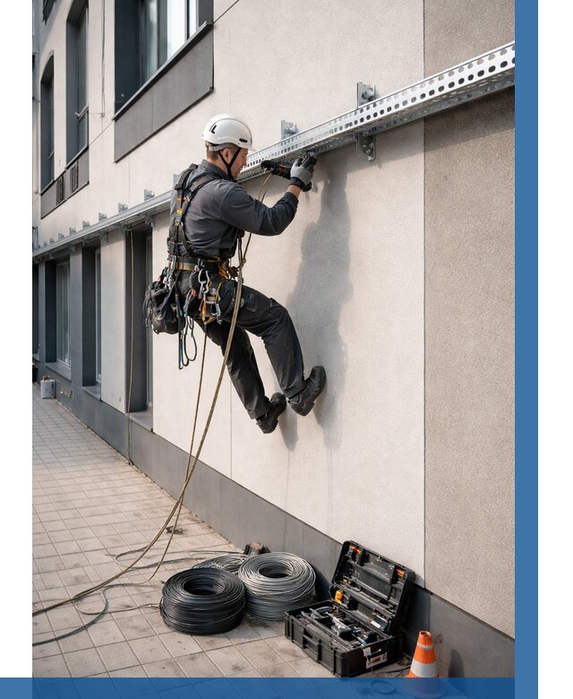 Монтаж кабельных лотков на фасаде в Таре от 1235 р. | ВЫСОТНИК-Тар