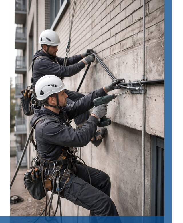 Крепление кабеля на фасаде в Таре от 360 р. | ВЫСОТНИК-Тар