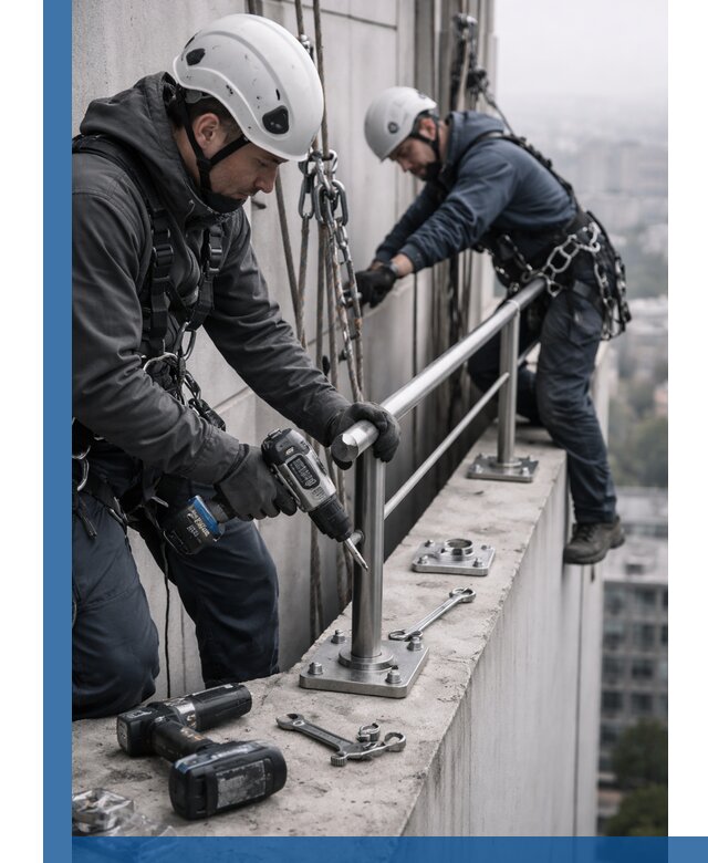 Монтаж перил на высоте в Таре для жилых и промобъектов