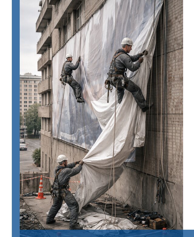 Демонтаж баннеров с фасада в Таре оперативно и безопасно