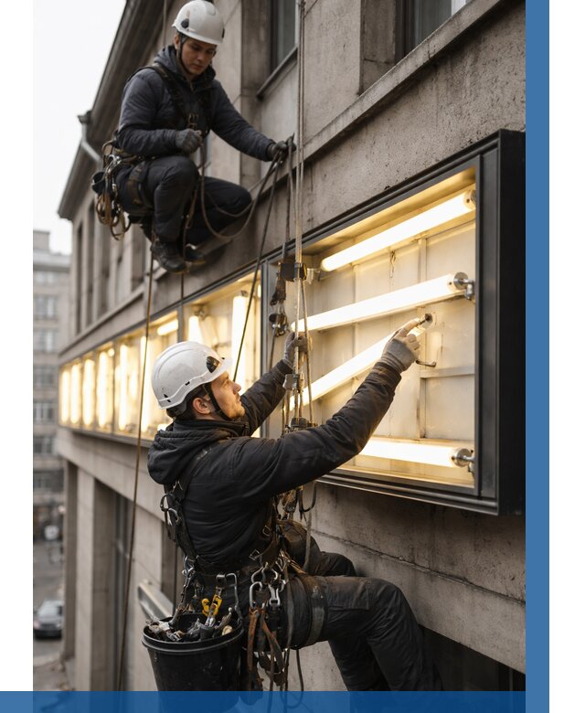 Замена ламп в вывеске в Таре под ключ от 3601 р. | ВЫСОТНИК-Тар