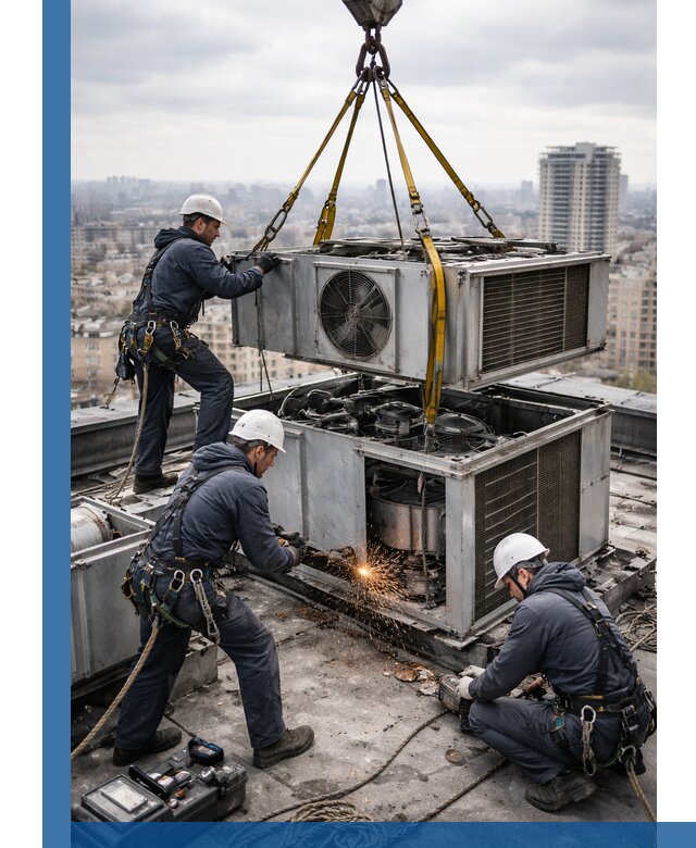 Демонтаж крышной установки в Таре любой сложности