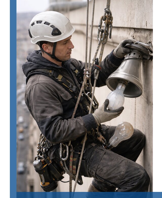 Замена ламп на высоте в Таре профессионально и быстро