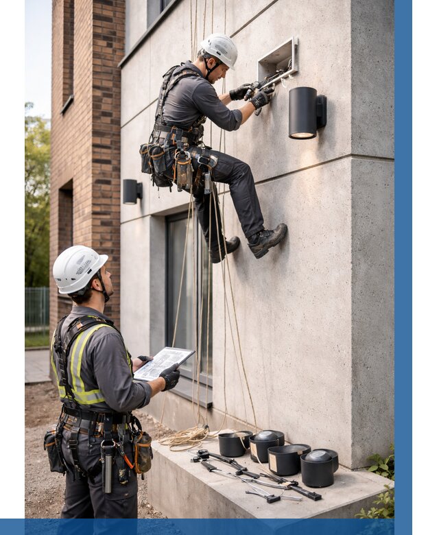 Монтаж фасадного освещения в Таре от 2572 р. | ВЫСОТНИК-Тар