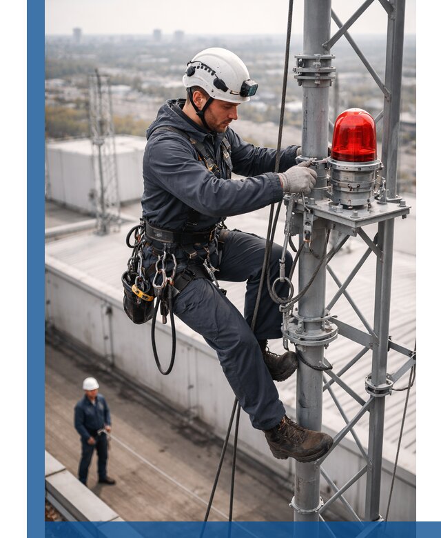 Монтаж заградительных огней и обслуживание объектов в Таре