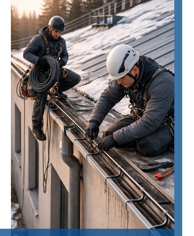 Монтаж греющего кабеля на кровле в Таре от 463 р. | ВЫСОТНИК-Тар