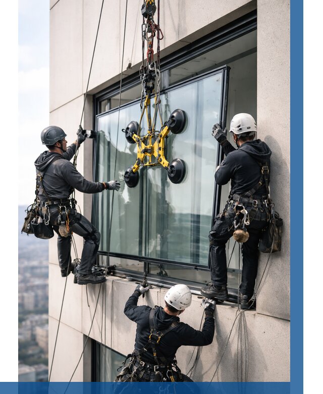 Монтаж стеклопакетов на высоте в Таре от 3292 р. | ВЫСОТНИК-Тар