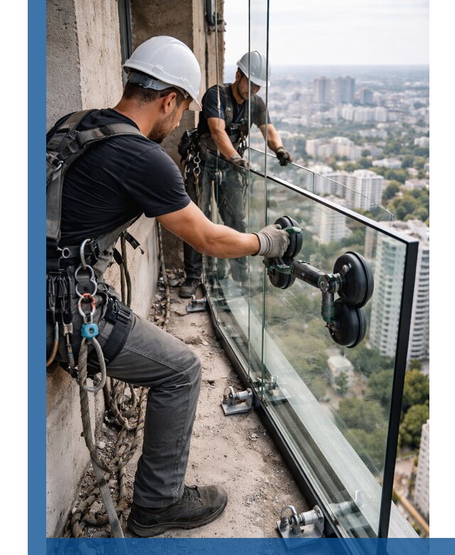 Монтаж стеклянных ограждений под ключ с гарантией в Таре